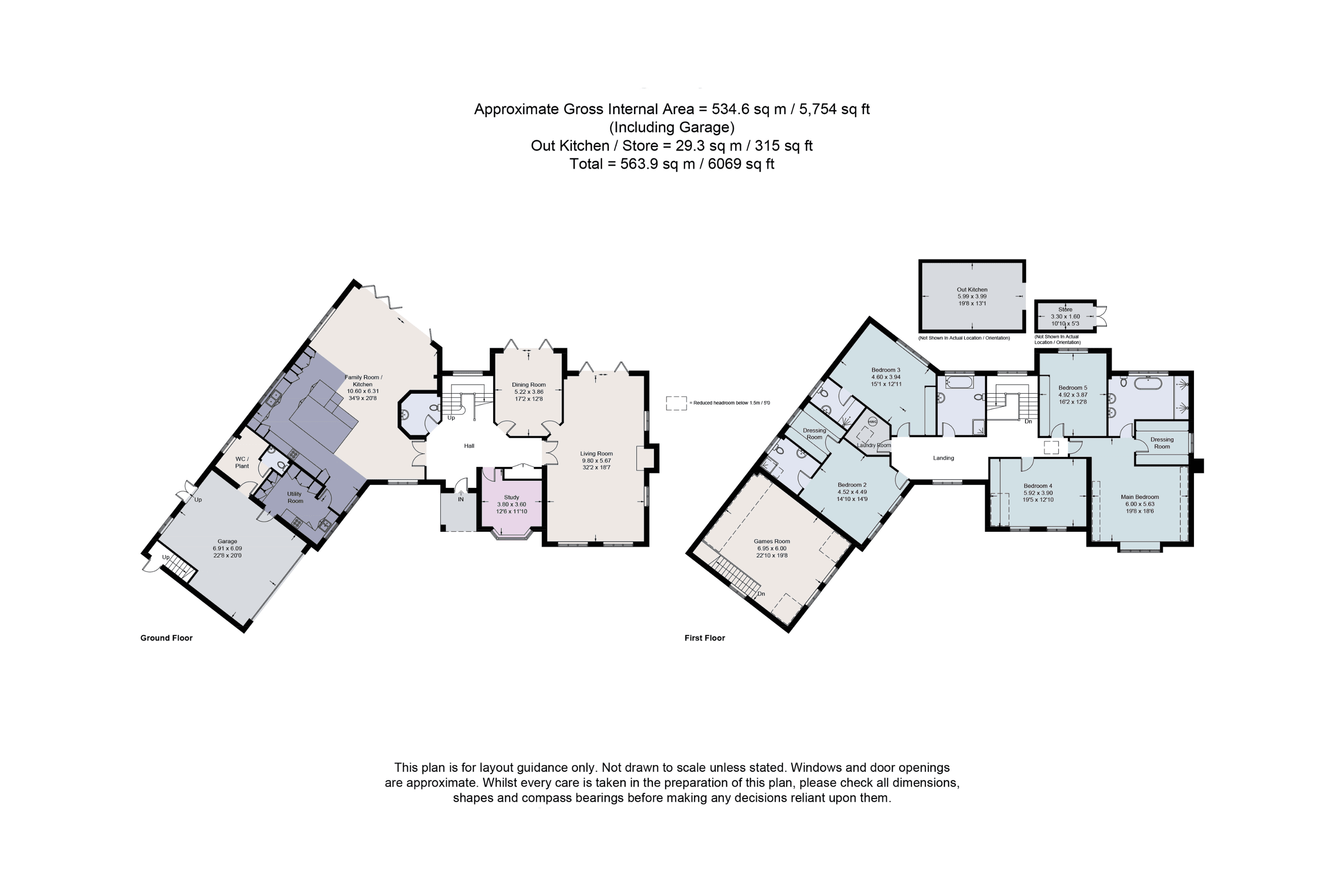 Floorplan of Hedgerley Lane residence showing ground and first floor layout with approximately 5,754 sq ft internal area